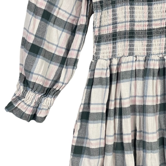 Madewell Dress Small Lucie Smocked Mini Soft Plaid Flannel Puff Sleeve Pockets - Picture 8 of 12